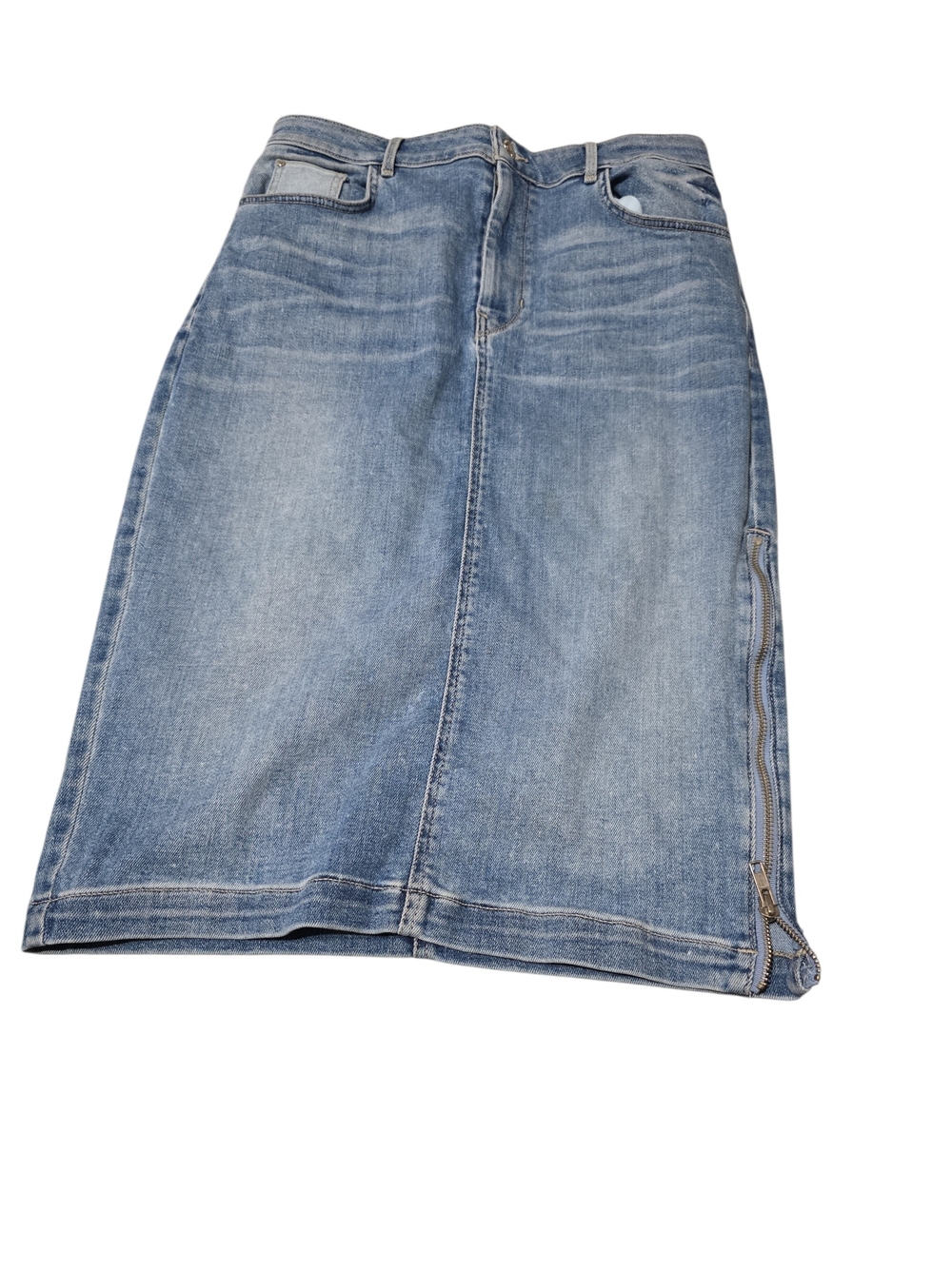 Guess Denim Zip-Detail Pencil Skirt - Light Blue 31